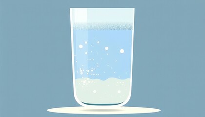 Clear Glass of Sparkling Water with Bubbles on Light Background
