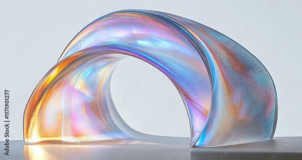 Poster iridescent abstract shape minimalist design 3d render with soft ambient lighting and translucence