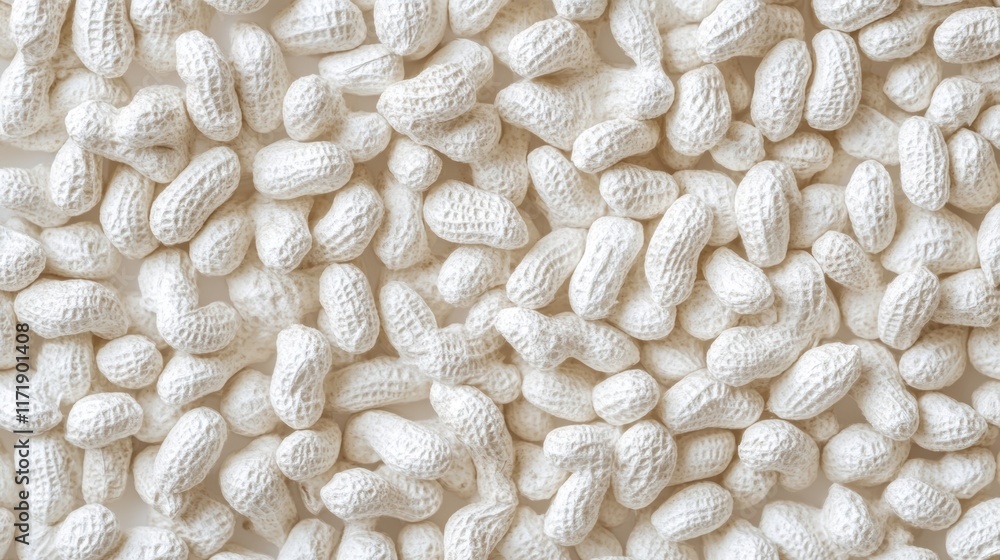 Aufkleber close up view of a large quantity of white peanuts densely packed together, forming an interesting t