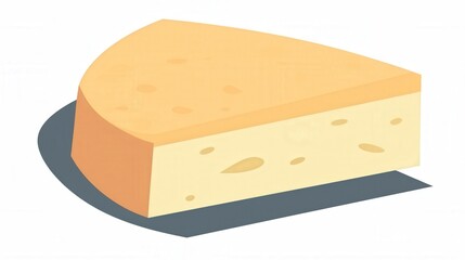 Delicious triangular piece of creamy cheese on a white background