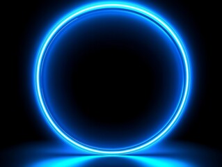 Obraz premium Bright Blue Neon Circle Abstract Background