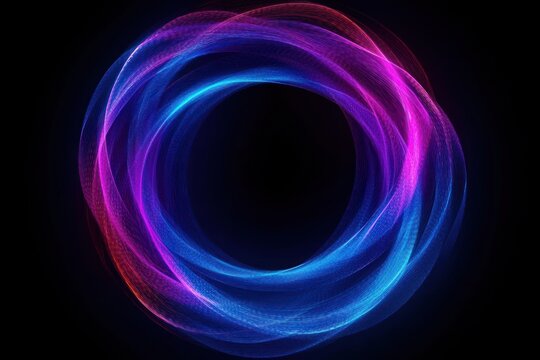 Vibrant Circular Wave Pattern in Neon Blue and Pink with Smooth Gradient on Dark Background - Powered by Adobe