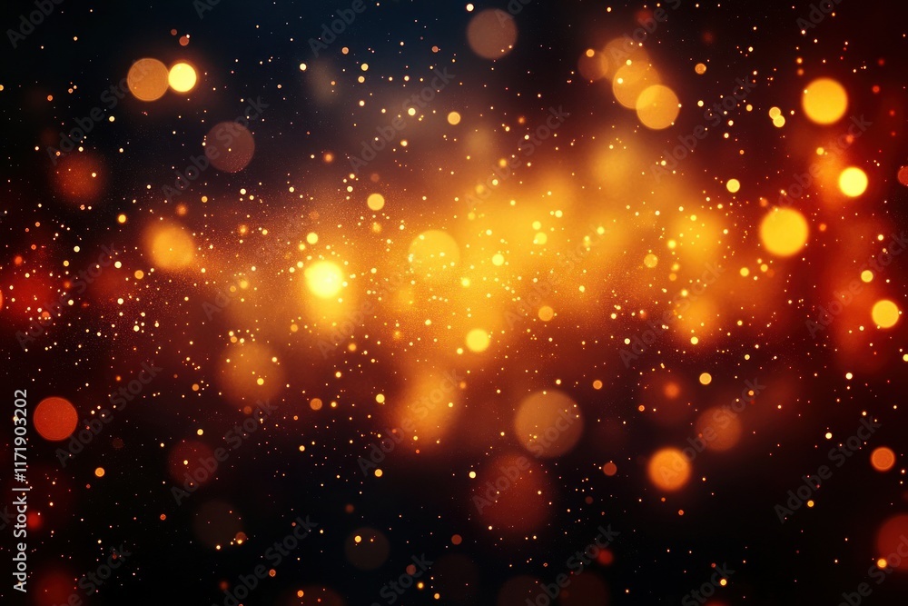Poster golden orange shimmering bokeh abstract background
