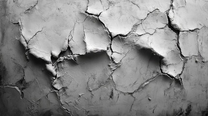 Obraz premium Cracked Plaster Wall Texture, Gray Abstract Background