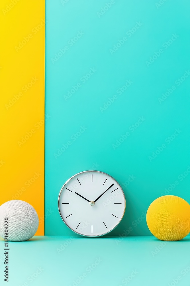 Poster a symbolic clock showing the importance of maintaining posture during the day.