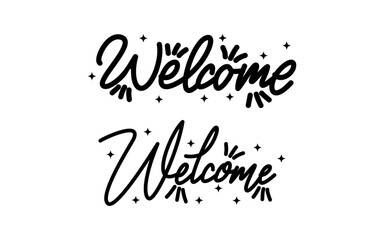 welcome lettering design with white background for greeting decoration.