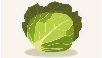 Fototapeta premium Fresh Green Cabbage with Vibrant Leaf Texture and Natural Shape