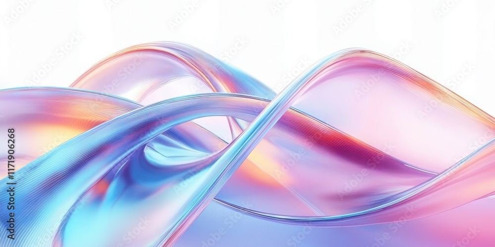 Poster futuristic abstract composition with iridescent curves and soft light minimalist design