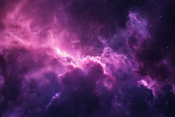 Obraz premium Breathtaking cosmic landscape showcasing a vibrant purple nebula against a backdrop of twinkling stars, creating a mesmerizing celestial scene