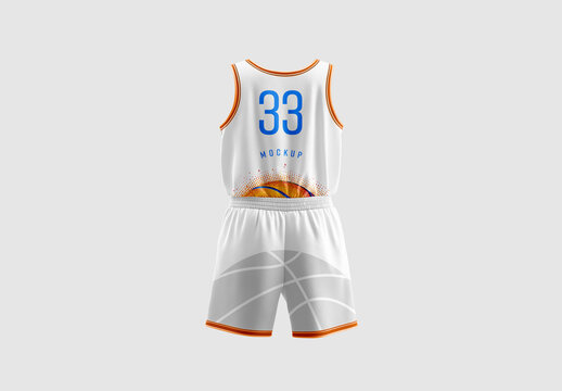 Basketball Jersey Mockup &ndash; Back View of Sports Uniform on Isolated Background for Team Branding, Athletic Apparel Design, or Custom Sportswear Presentation
