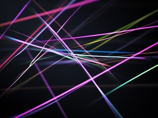 Abstract Colorful Light Streaks Intersect Dark Background