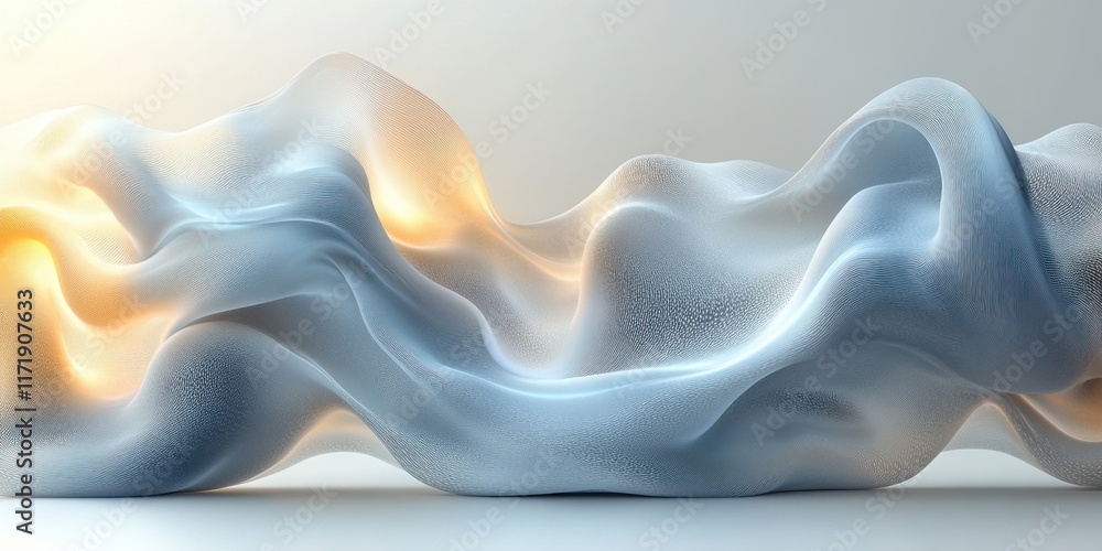 Poster elegant abstract flowing water design in iridescent colors with smooth curves on light background