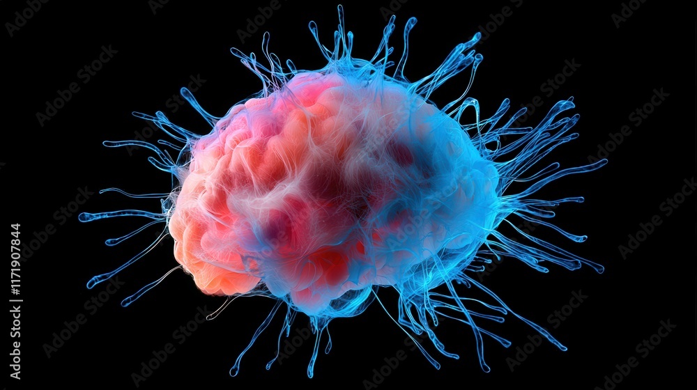 Poster a visual representation of a brain clot with bold and clear colors on an isolated background.