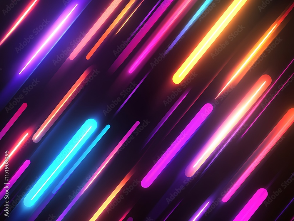 Poster diagonal neon lines abstract background design