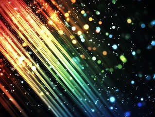 Abstract Colorful Light Streaks And Glowing Particles
