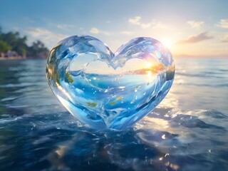 Heart in water