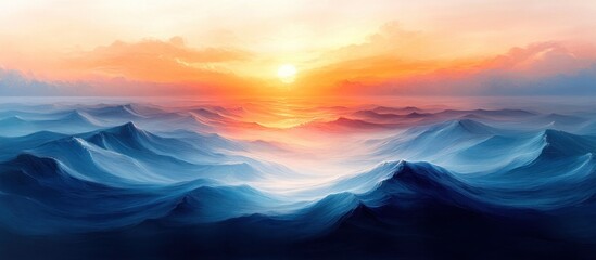 Abstract Blue Orange White Gradient Background with Grainy Texture for Light Summer Banner and Poster Design