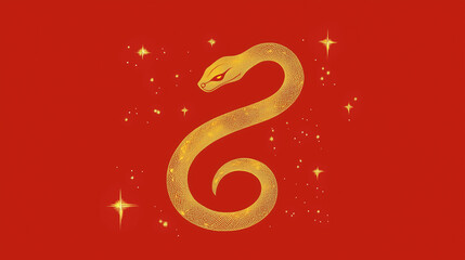 Minimalistic snake logo isolated on a red background