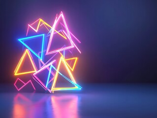 Neon Triangles Abstract Light Art Design
