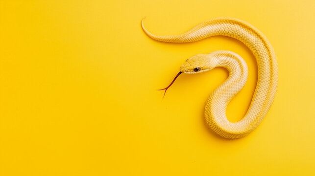 Snake isolated on a yellow background