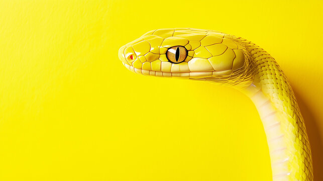 Snake isolated on a yellow background