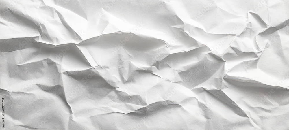 Aufkleber close-up crumpled white paper texture background with shadows and light