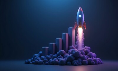 A rocket launching from a graph, symbolizing exponential growth and success.
