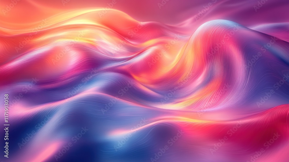 Poster iridescent fluid abstract waves background 3d render minimalist design