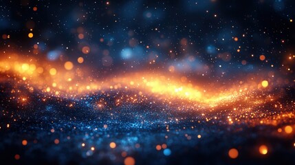 Fototapeta premium gold bokeh lights sparkling on dreamy abstract blue background