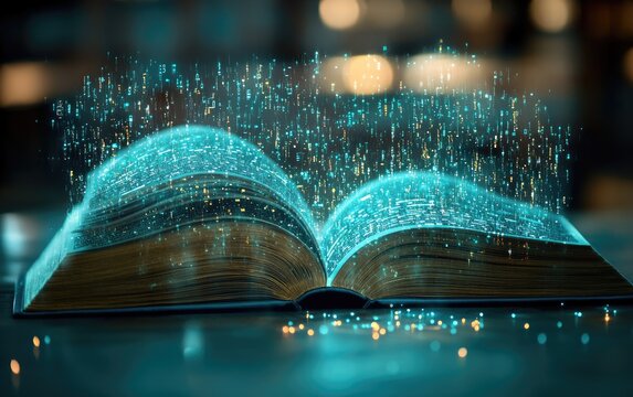 Book Digitization: transforming pages, digital data flow, educational technology, seamless integration, tech-driven learning, content conversion, innovative education, digital advancement.