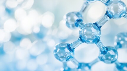 Display of a molecular structure model featuring blue tones that highlights the connections between atoms in a refined scientific manner