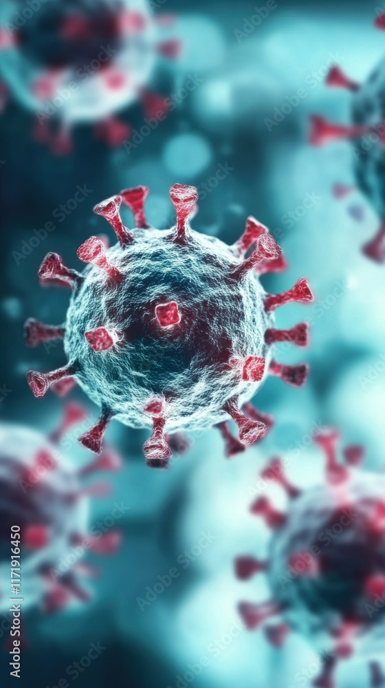 Poster microscopic observation of virus particles displaying unique structures and characteristics crucial 