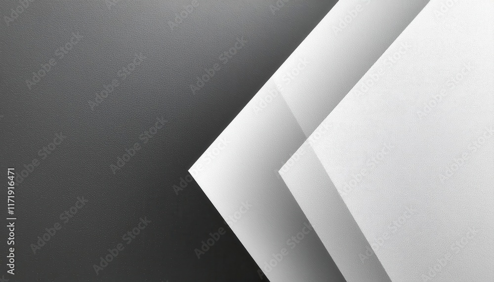 Aufkleber Modern Abstract Geometry: Minimalist Overlapping Angles of Gray and White Surfaces with Subtle Textured Shadows for Design Inspiration