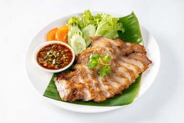 Grilled pork neck Pork neck will have it inserted. This pork won't be sticky. It is popular to...