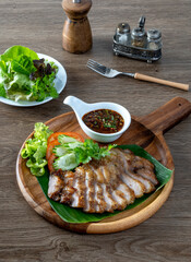Thai Grilled Pork Neck with Spicy Dipping Sauce - Thai food style