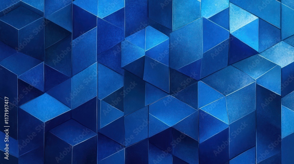 Aufkleber blue geometric abstraction with interlocking cubes minimalist design ambient lighting
