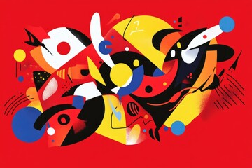 Fototapeta premium Abstract Red Yellow Blue Black Modern Art Design
