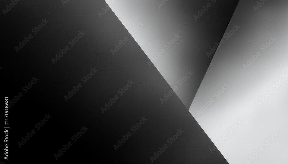 Aufkleber Minimalist black and white geometric abstract design with sharp angular contrasts, textured surfaces, and intersecting diagonal lines