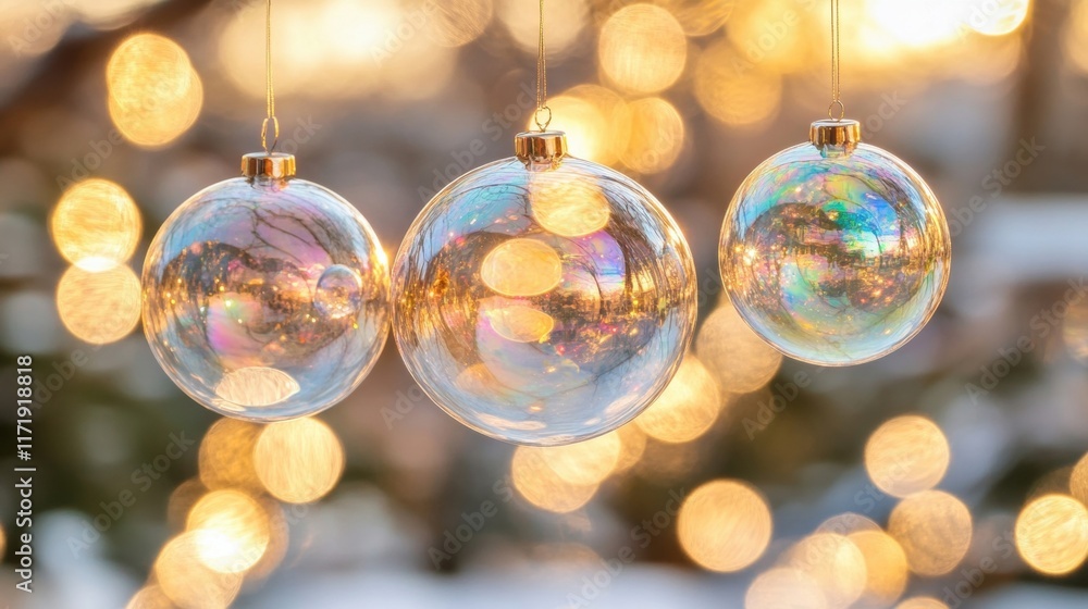 Poster transparent bubbles gently float against a softly blurred, shimmering background, creating a magical