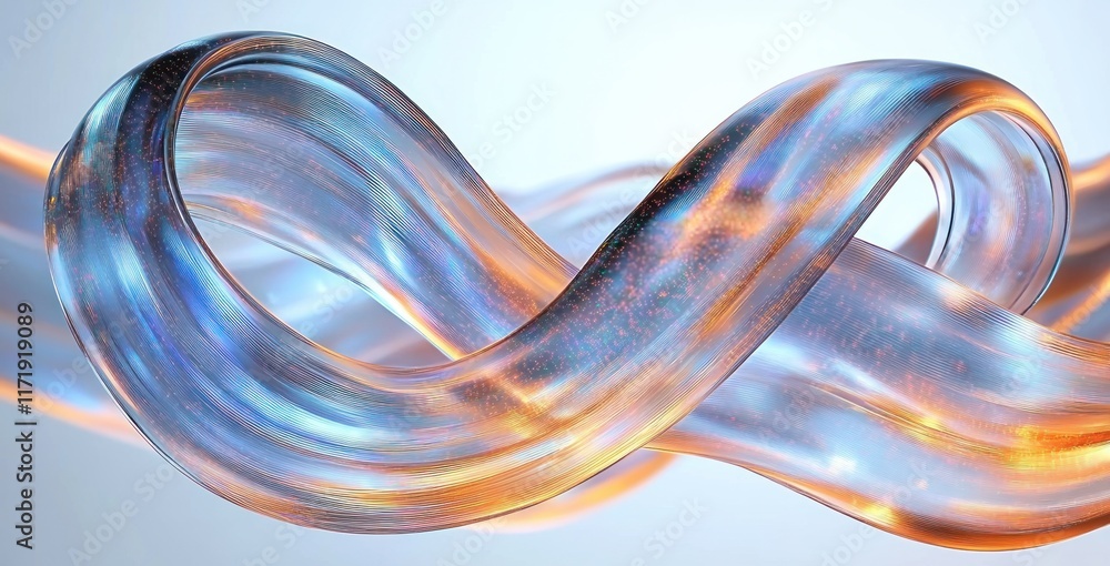 Poster surreal transparent ribbons fluid motion abstract design 3d render light background