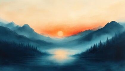 Obraz premium Dreamy Abstract Landscape Soft Pastel Colors Smooth Gradient Impressionist Ethereal Light