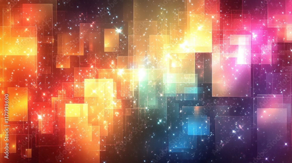 Aufkleber colorful abstract background with sparkling elements and soft glow effect for animation