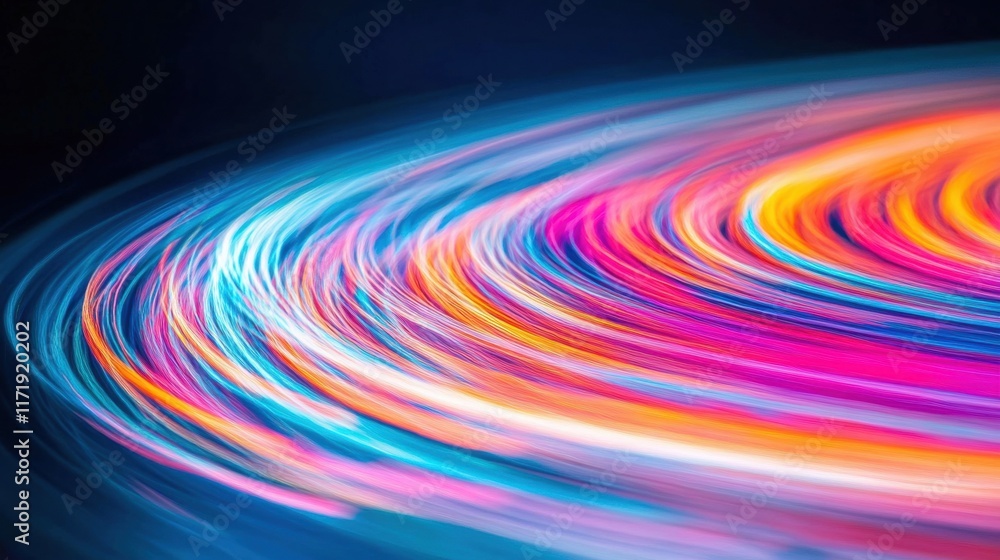 Poster a colorful array of swirling neon light trails creates an energetic composition against a dark backg