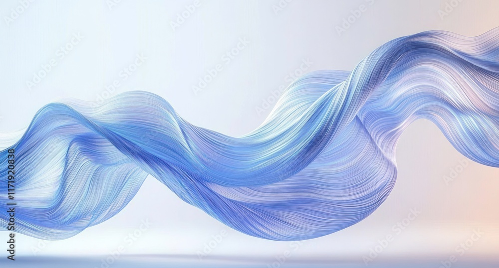 Poster abstract blue wave design curved lines background minimalist soft light 3d render