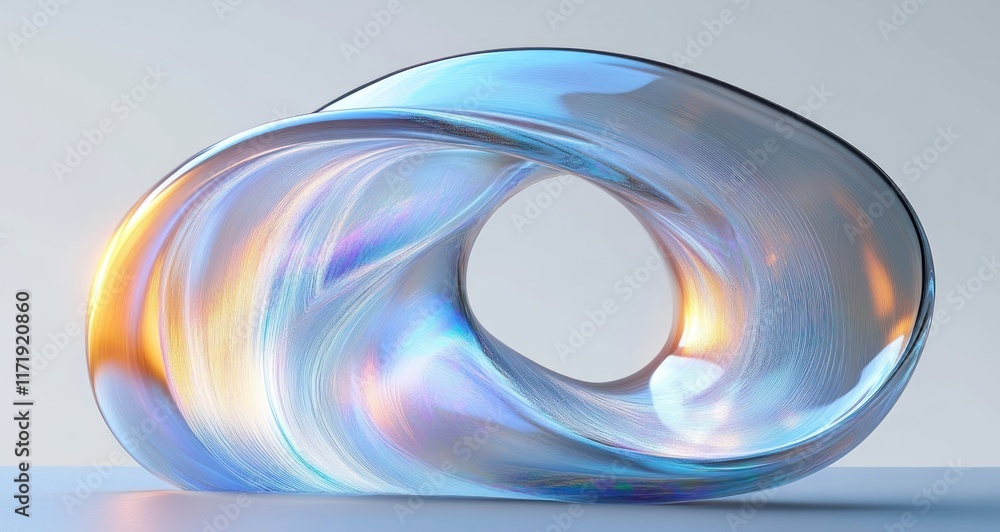Poster iridescent arching shape minimalist design abstract 3d render
