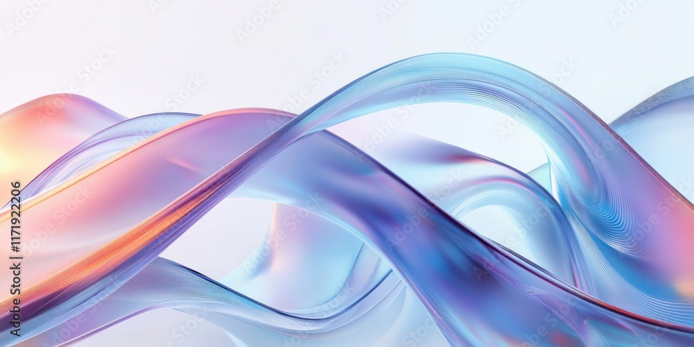 Poster futuristic minimalist abstract composition with iridescent curves and soft light