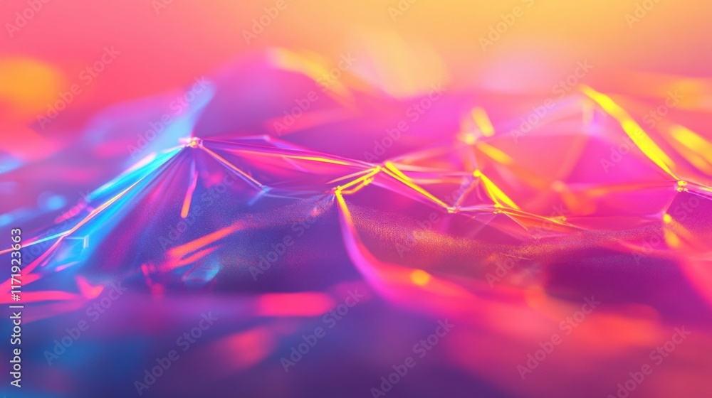 Poster Digital glass structures create an abstract visual of vibrant colors and intricate patterns, evoking a sense of depth and dimension in design
