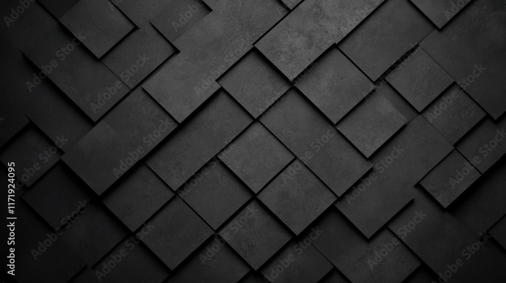 Poster layered black geometric patterns create an intriguing visual experience, emphasizing texture and dep