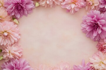 Obraz premium A delicate pink flower frame adorned with vibrant blooms, perfect for capturing the essence of love on Valentine's Day.