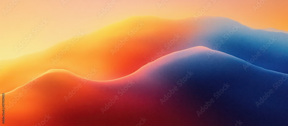 Aufkleber Abstract Warm Color Gradient Design Blue Orange Soft Diffused Lighting Grainy Texture Background